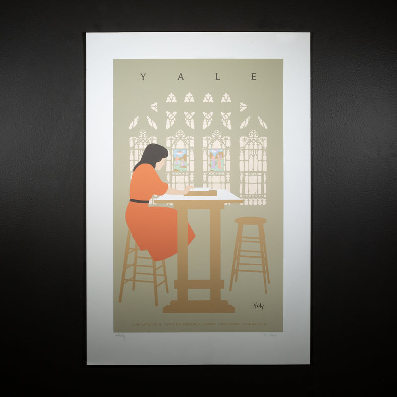 Original Lance Hidy, Yale, Card Catalogue, Sterling Memorial Library Poster c.1986
