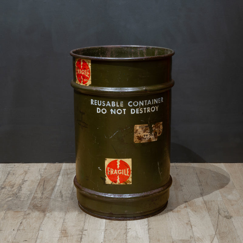 ヴィンテージusメディカル ランドリーコンテナ Vintage U.S. Navy Steel Shipping Drum c.1957 | S16 Home