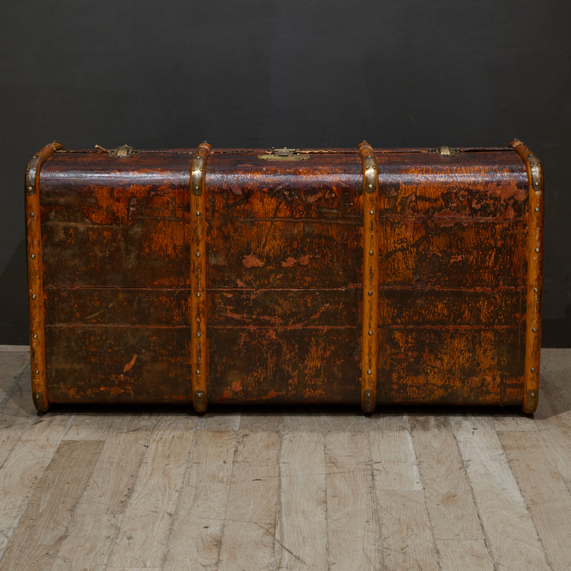 Antique Leather and Brass Steamer Trunk c.1880-1910