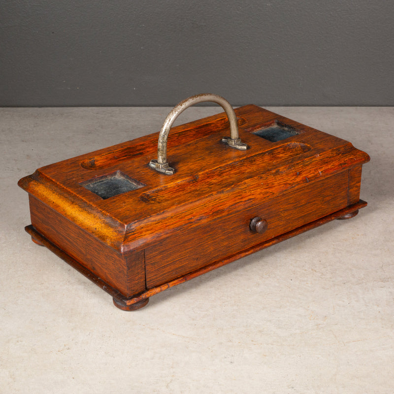 19th c. Oak Ink Well Box c.1800s