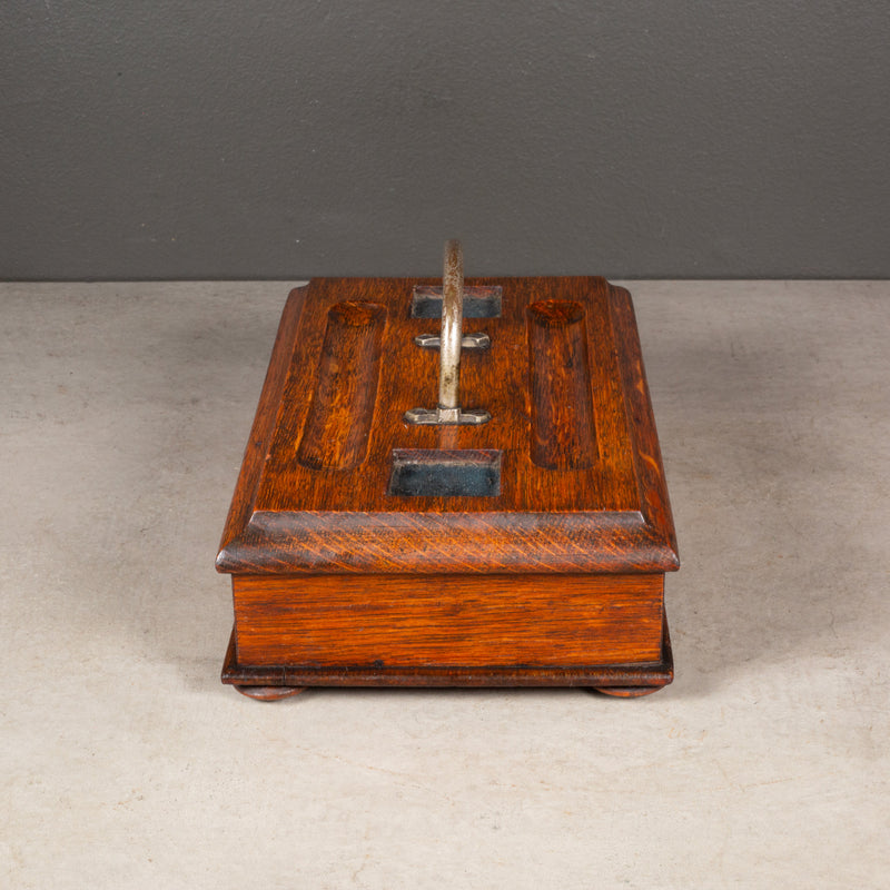 19th c. Oak Ink Well Box c.1800s