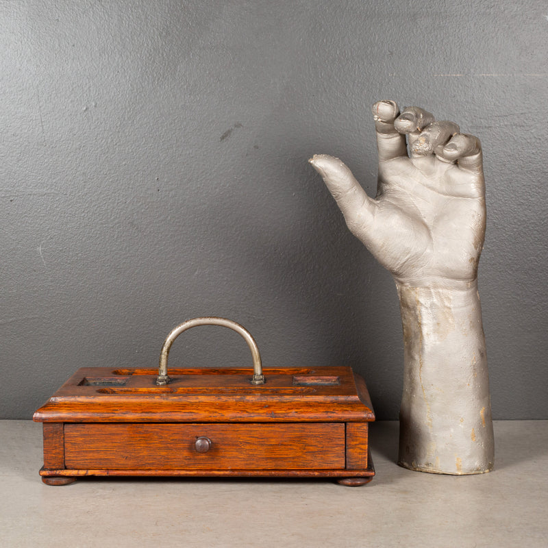 19th c. Oak Ink Well Box c.1800s