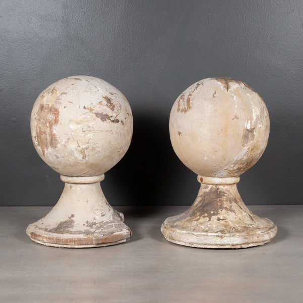 Large Distressed Wooden Ball Finials c.1880-1920