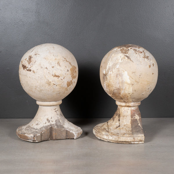 Large Distressed Wooden Ball Finials c.1880-1920