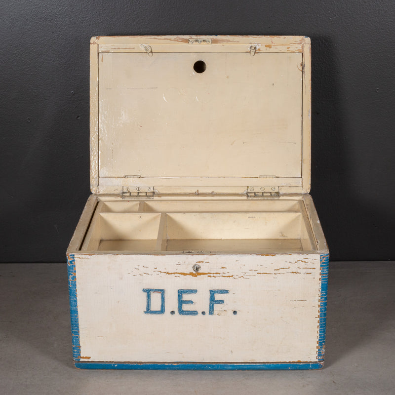 Handmade Monogrammed Wooden Toolbox with Inner Tray c.1940