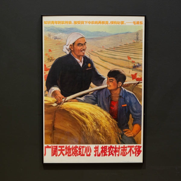 Original Vintage Chinese Propanda Poster, Determined to Take Roots in the Countryside, 1970