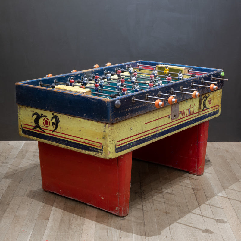 Vintage Mexican Foosball Table with Metal Players c.1940