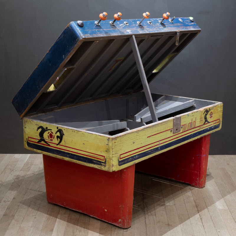 Vintage Mexican Foosball Table with Metal Players c.1940