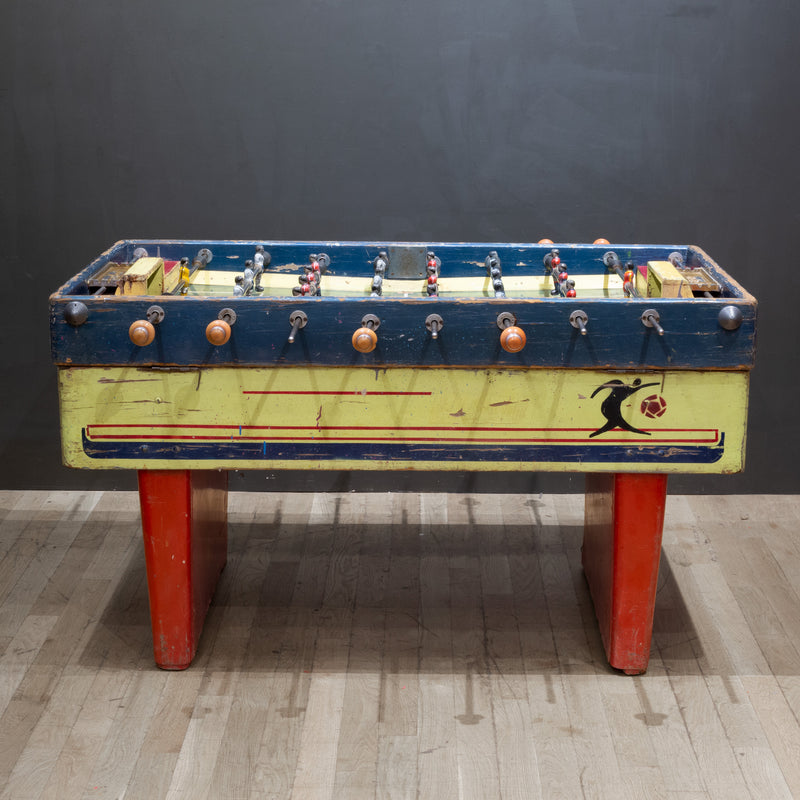 Vintage Mexican Foosball Table with Metal Players c.1940