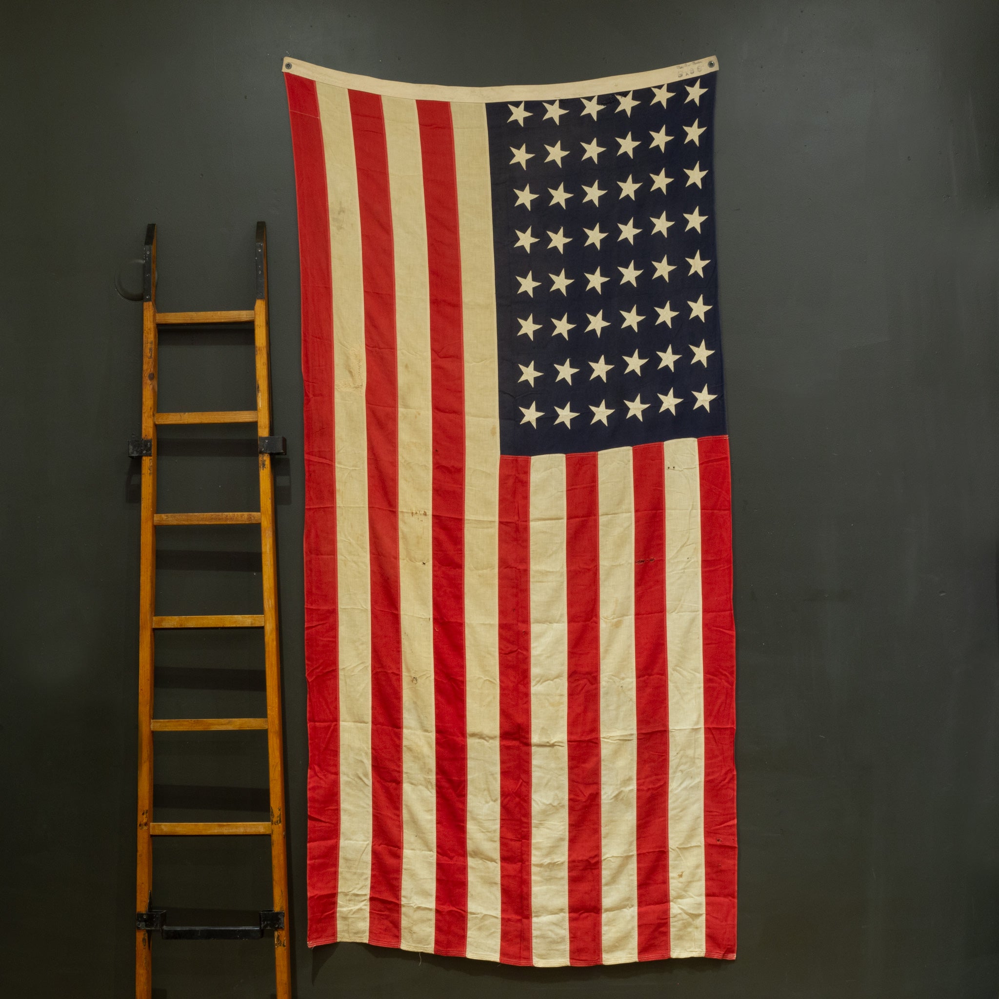 M*o様 40s〜50sUSA 48スター 星条旗 ヴィンテージ ポール付き ア Original U.S. WWII 48 Star Flag Philadelphia Quartermaster Depot
