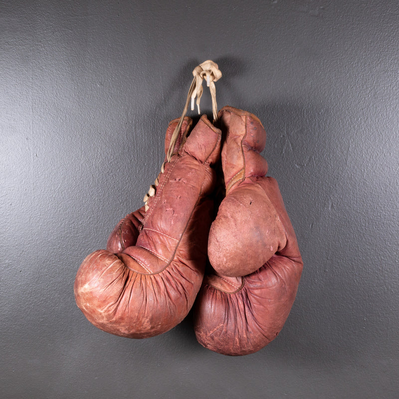 Large Vintage Leather and Horse Hair Boxing Gloves c.1950