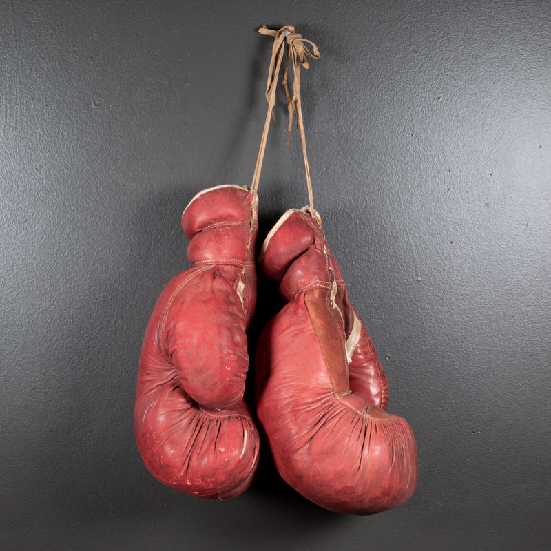 Large Vintage Gold Smith Leather Boxing Gloves c.1950