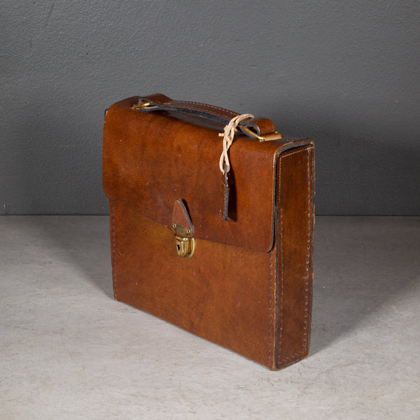 Vintage Leather Double Flask Travel Bar Set c.1970