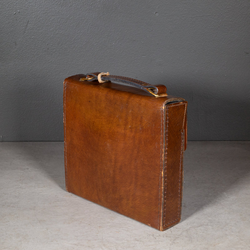 Vintage Leather Double Flask Travel Bar Set c.1970