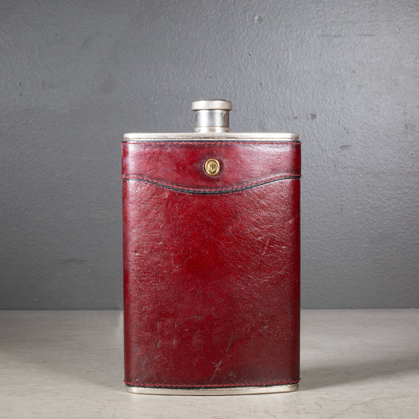West German Leather Hip Flask for Saks Fifth Avenue c.1960