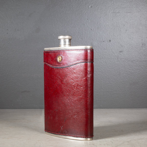 West German Leather Hip Flask for Saks Fifth Avenue c.1960