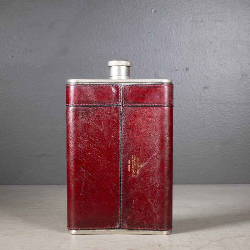 West German Leather Hip Flask for Saks Fifth Avenue c.1960
