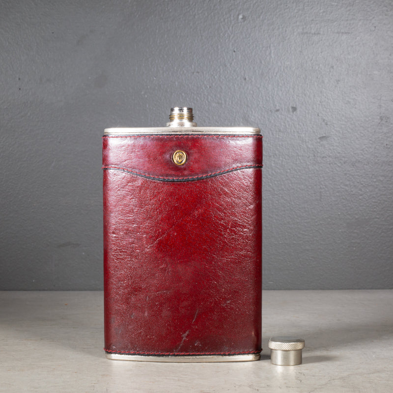 West German Leather Hip Flask for Saks Fifth Avenue c.1960
