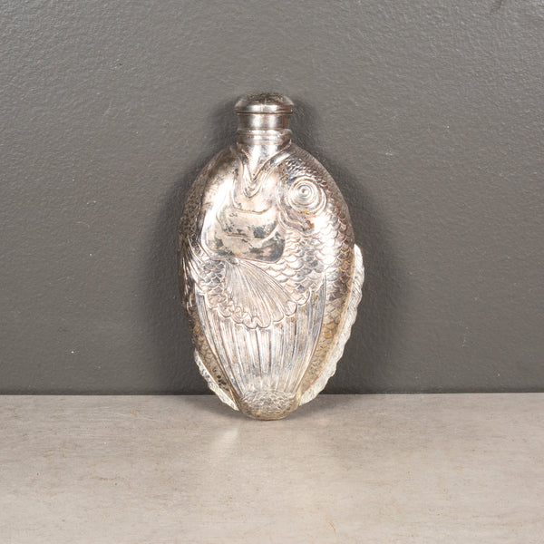 Vintage Towle Silver Plated Fish Hip Flask