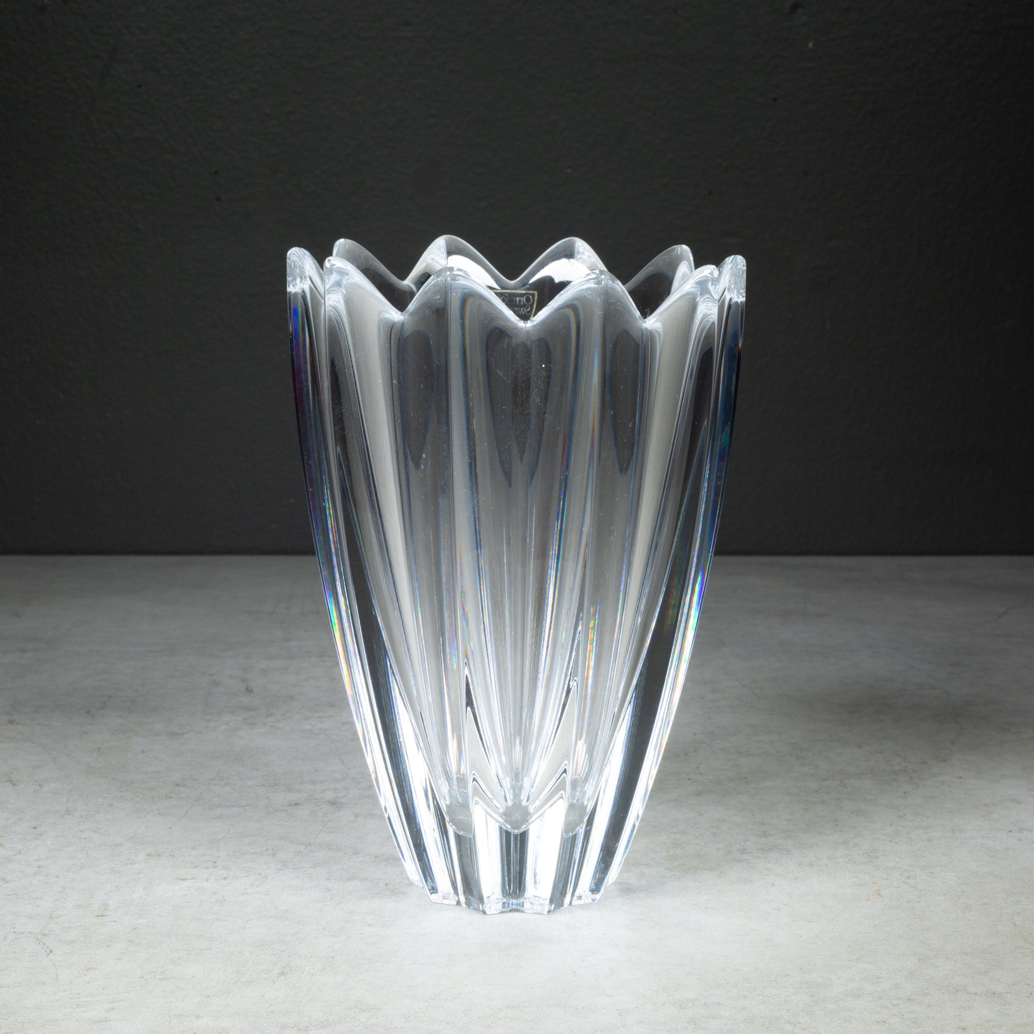 Vintage Orrefors Crystal Fleur Vase, Signed, Sweden| S16 Home