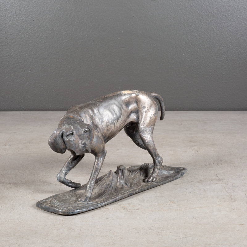 Vintage Pewter Pointer Dog Sculpture