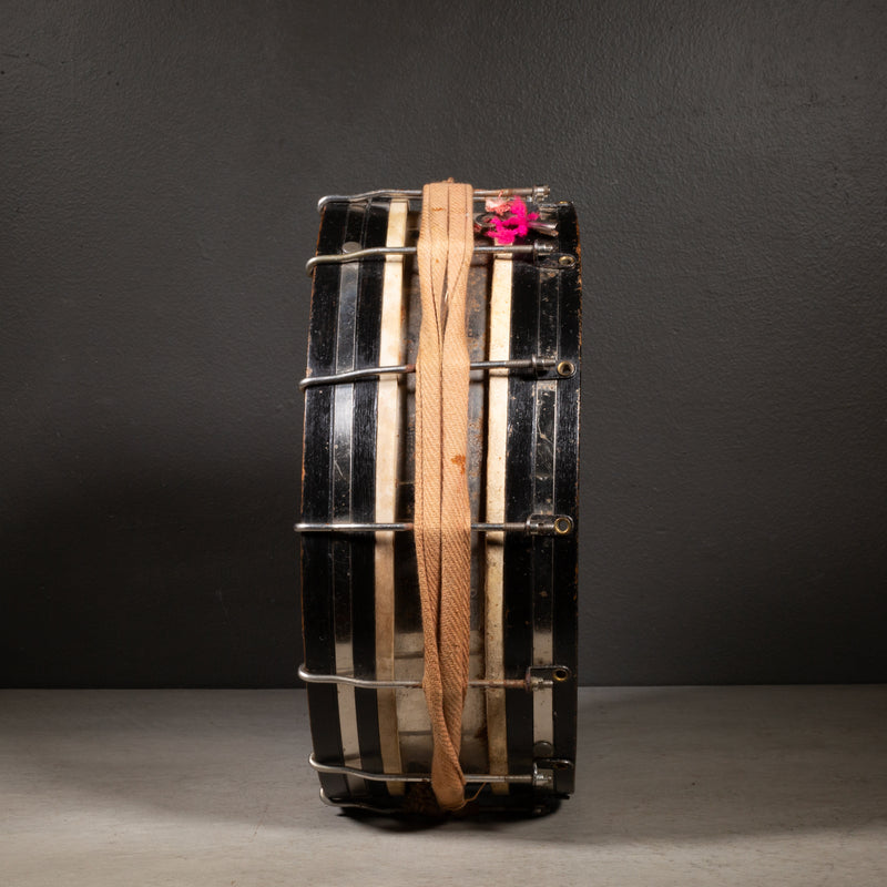Vintage Calfskin Snare Drum and Drumsticks c.1920-1950