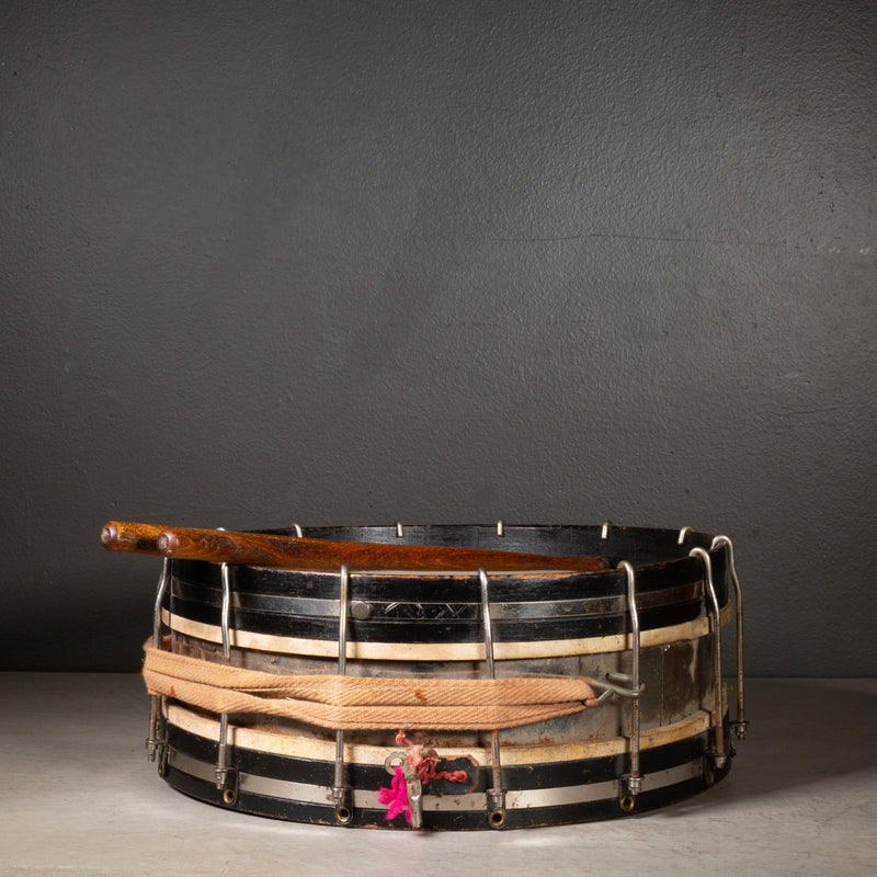 Vintage Calfskin Snare Drum and Drumsticks c.1920-1950