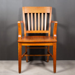 Antique Solid Oak Library Chair c.1930-1950