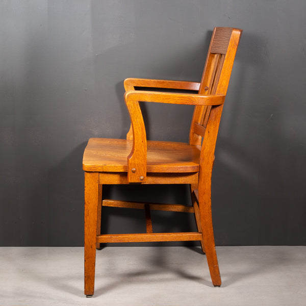 Antique Solid Oak Library Chair c.1930-1950