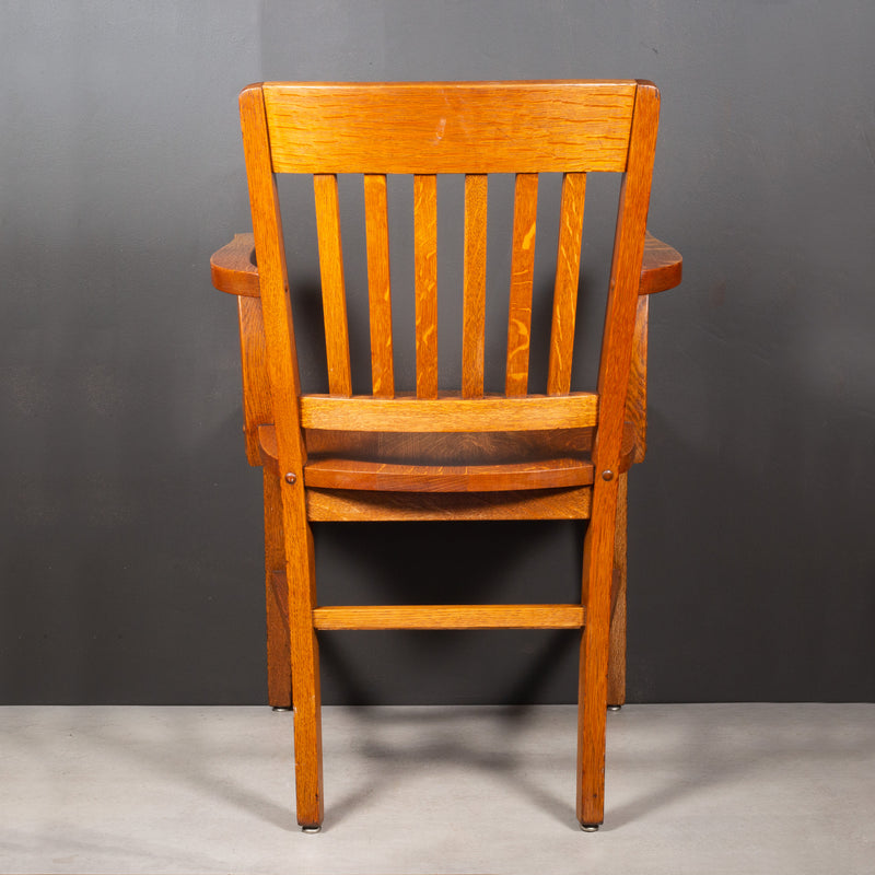 Antique Solid Oak Library Chair c.1930-1950