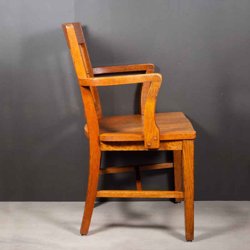 Antique Solid Oak Library Chair c.1930-1950