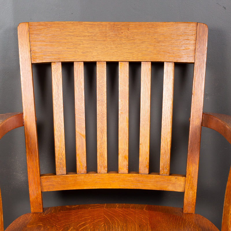 Antique Solid Oak Library Chair c.1930-1950