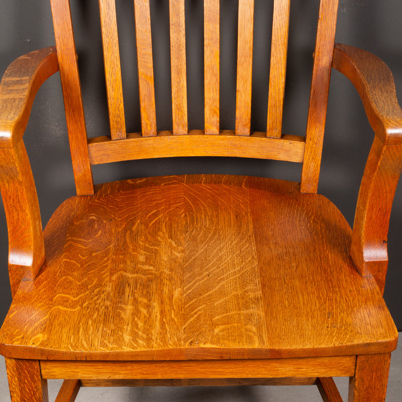 Antique Solid Oak Library Chair c.1930-1950