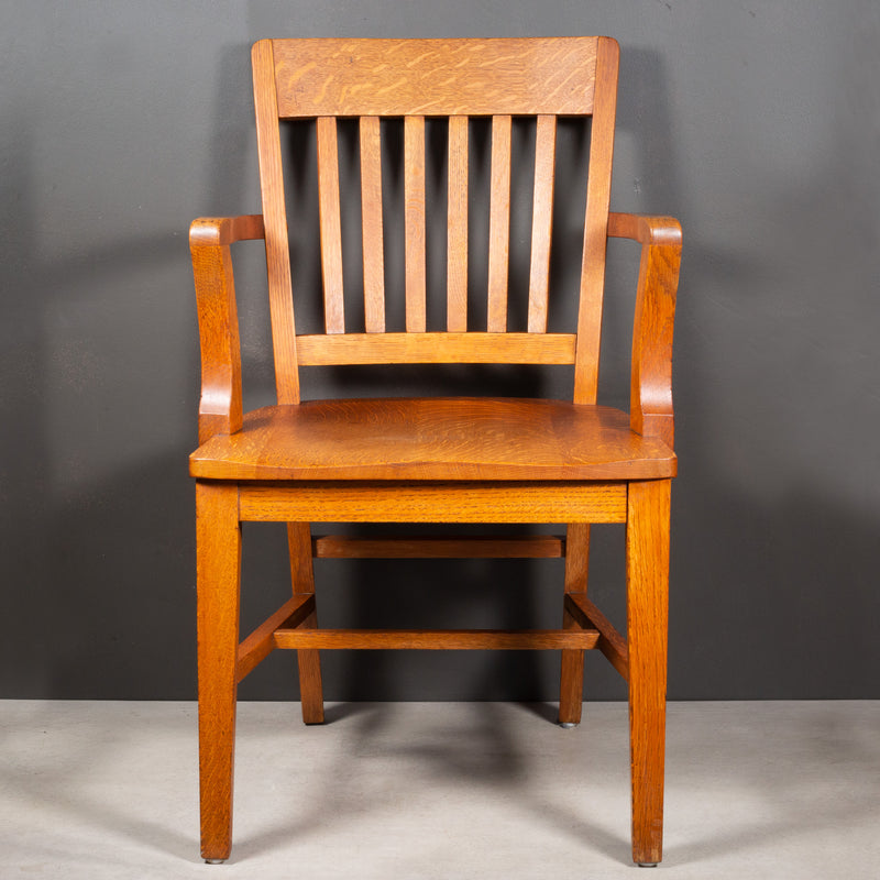 Antique Solid Oak Library Chair c.1930-1950