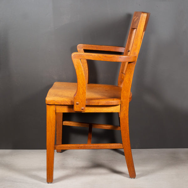 Antique Solid Oak Library Chair c.1930-1950