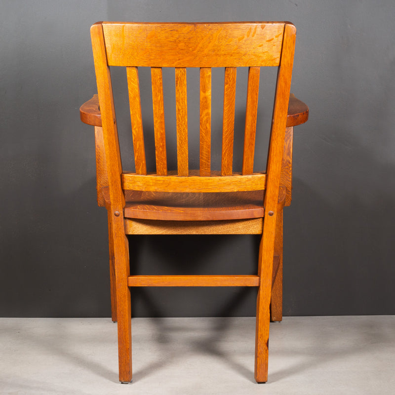 Antique Solid Oak Library Chair c.1930-1950