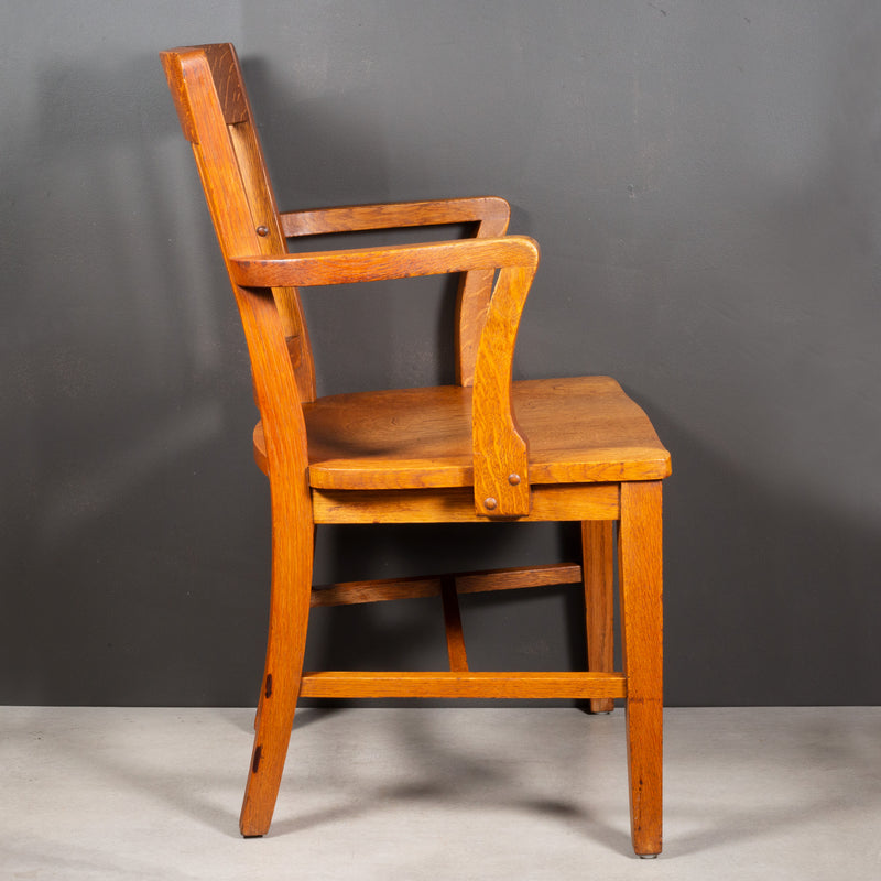 Antique Solid Oak Library Chair c.1930-1950