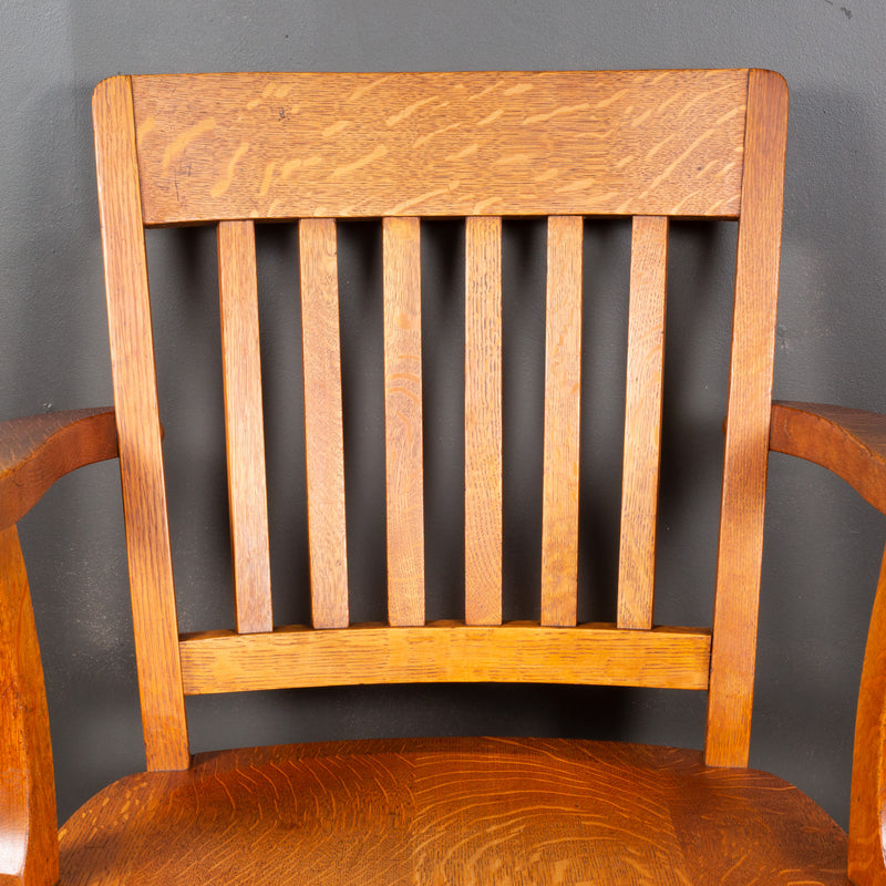 Antique Solid Oak Library Chair c.1930-1950