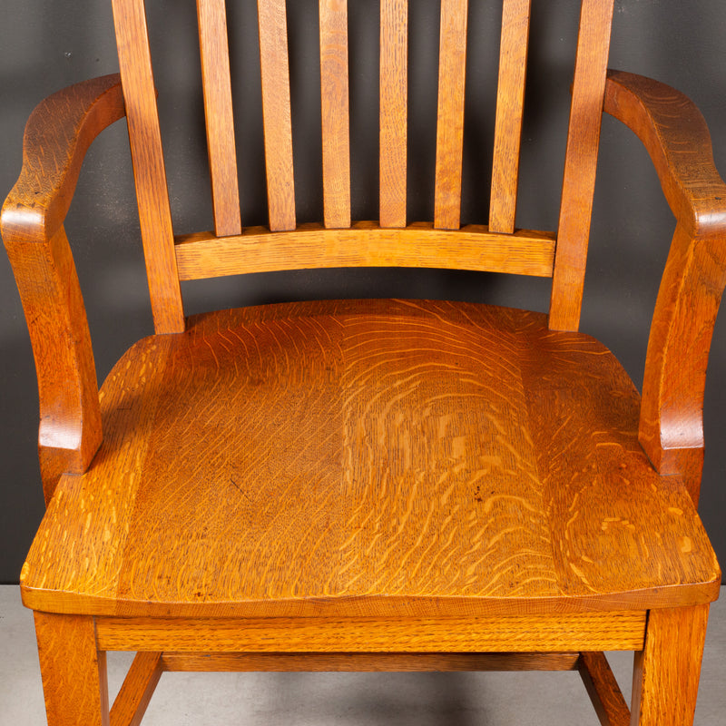 Antique Solid Oak Library Chair c.1930-1950