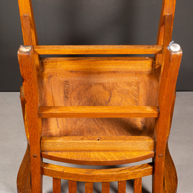 Antique Solid Oak Library Chair c.1930-1950