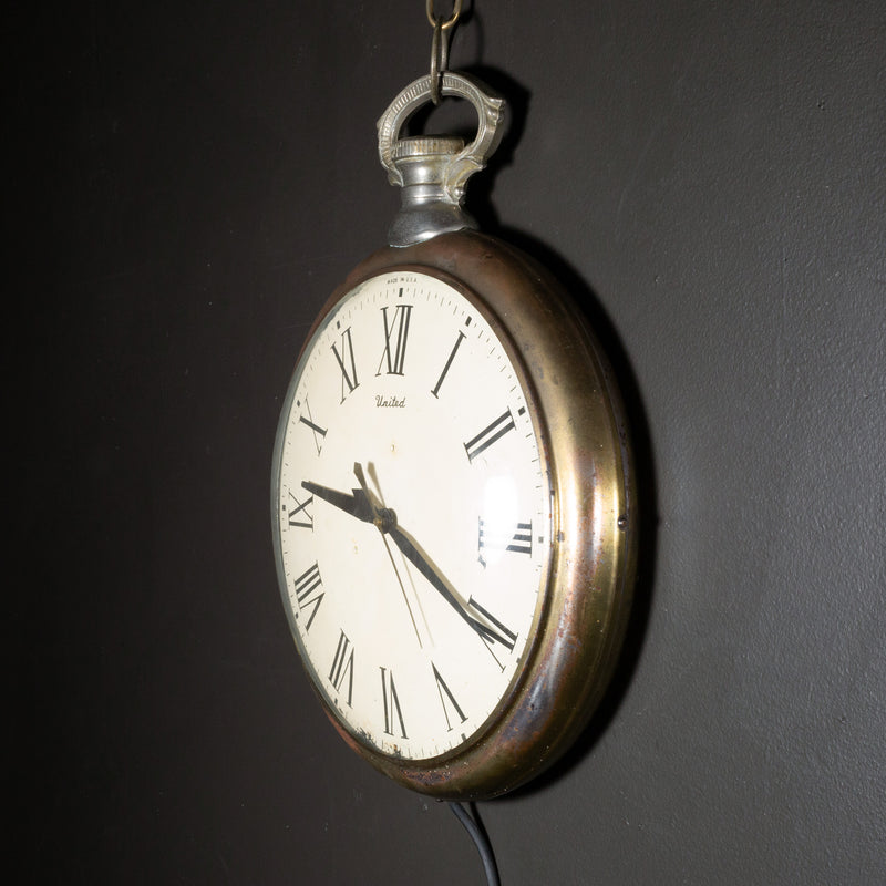 Mid-century United Clock Corp Model 40 Oversize Pocket Watch Wall Clock c.1950