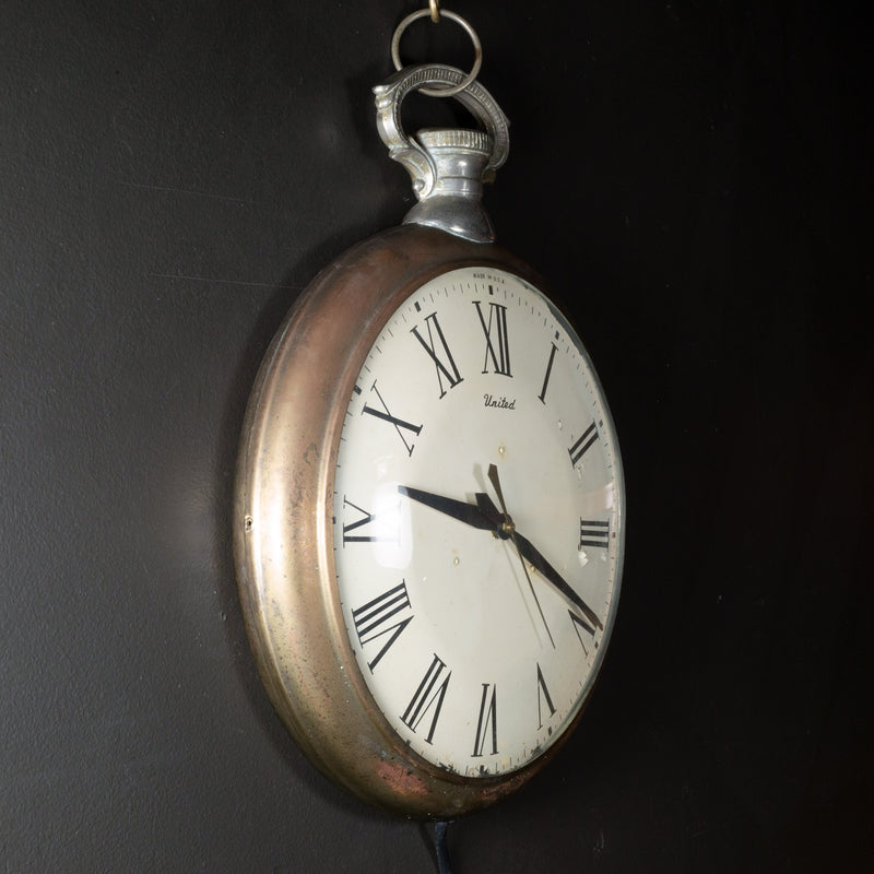 Mid-century United Clock Corp Model 40 Oversize Pocket Watch Wall Clock c.1950