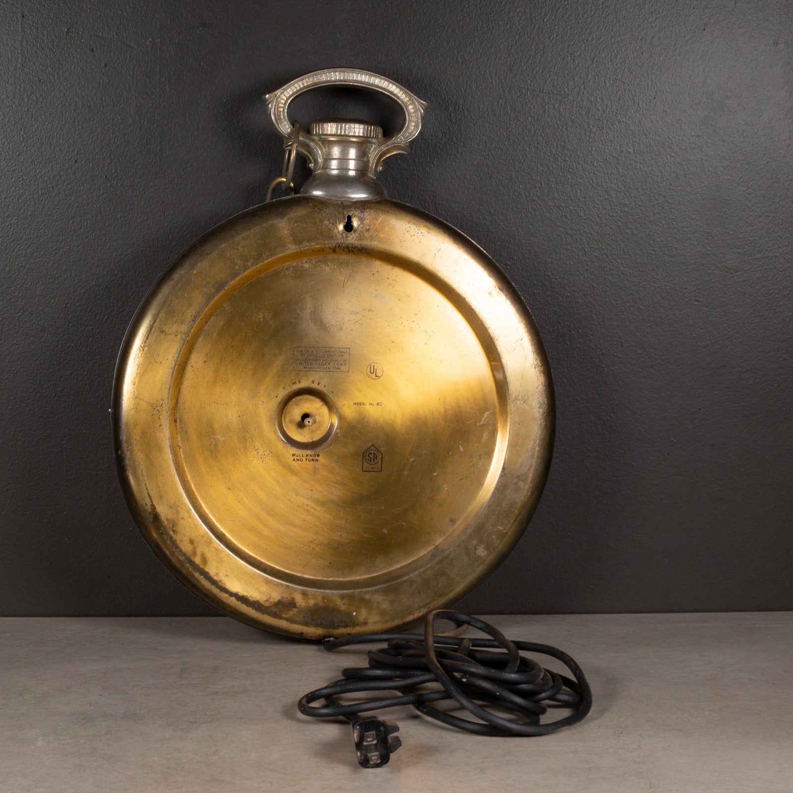Mid-century United Clock Corp Model 40 Oversize Pocket Watch Wall