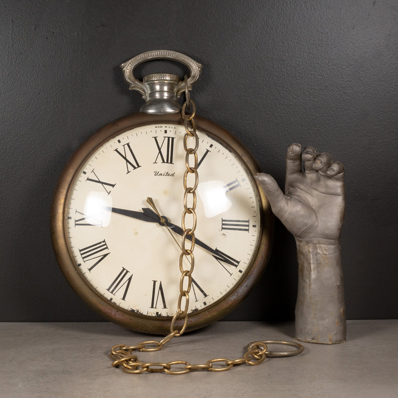 Mid-century United Clock Corp Model 40 Oversize Pocket Watch Wall Clock c.1950