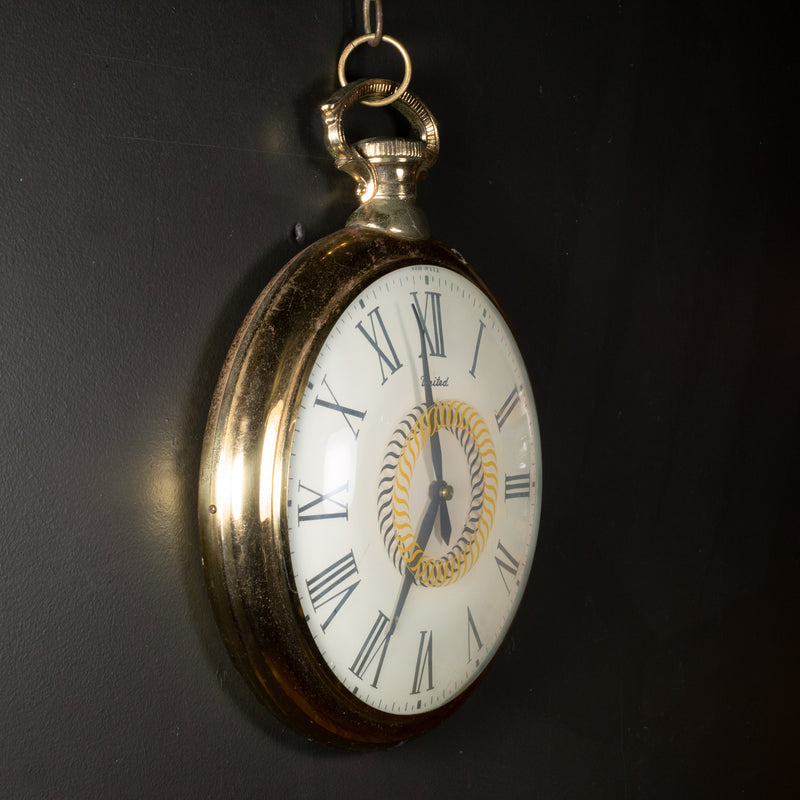 Mid-century United Clock Co. Model 47 Oversize Pocket Watch Wall Clock c.1950