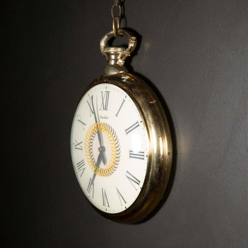 Mid century United Clock Co. Model 47 Oversize Pocket Watch Wall Clock c.1950 S16 Home