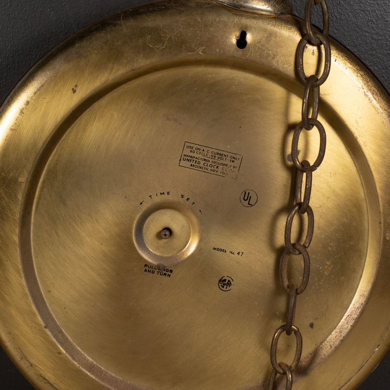 Mid-century United Clock Co. Model 47 Oversize Pocket Watch Wall Clock c.1950