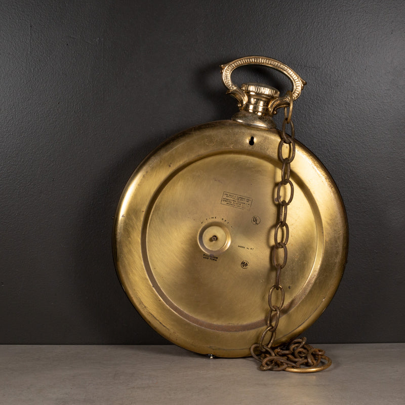 Mid-century United Clock Co. Model 47 Oversize Pocket Watch Wall Clock c.1950