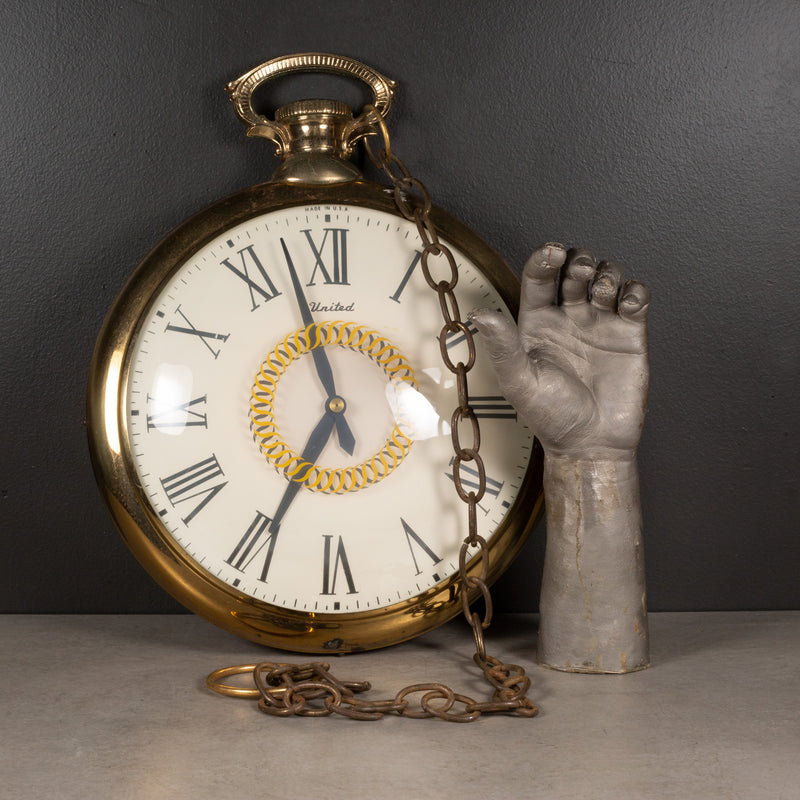 Mid-century United Clock Co. Model 47 Oversize Pocket Watch Wall Clock c.1950