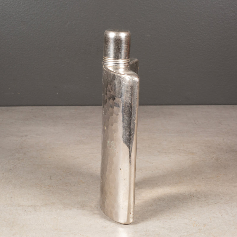 West German Hammered Flip Top Hip Flask c.1940